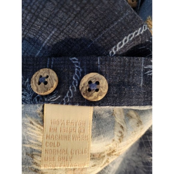 Campia‎ Moda Hawaiian Shirt Men's Size L Blue Short Sleeve Button up - Picture 6 of 8